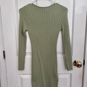 Princess Polly Sage Green Ribbed Mini Dress